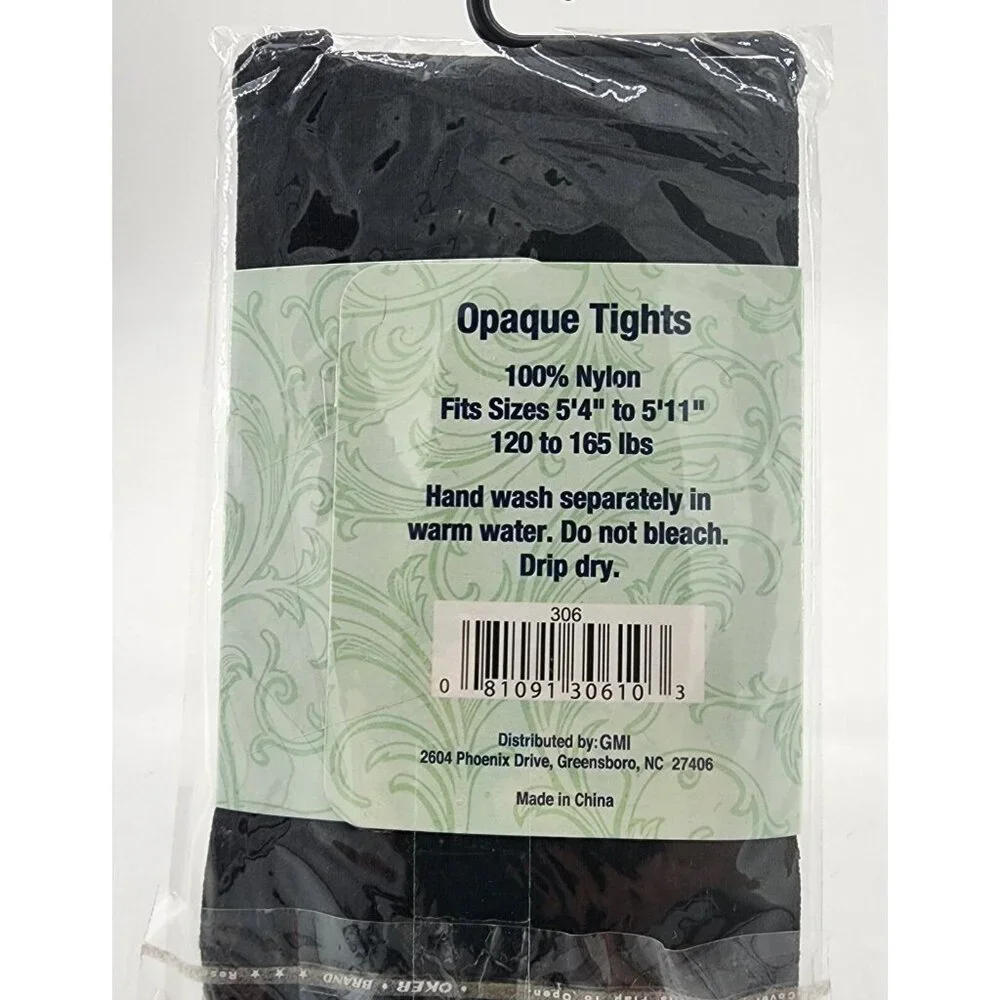 Gold Medal Brand Women's Opaque Tights‎ 100% Nylon Black Fits Size 5'4